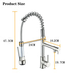 KITCHEN SINK FAUCET DQOK Brushed Spring Pull Down  Hot & Cold Water Mixer Crane