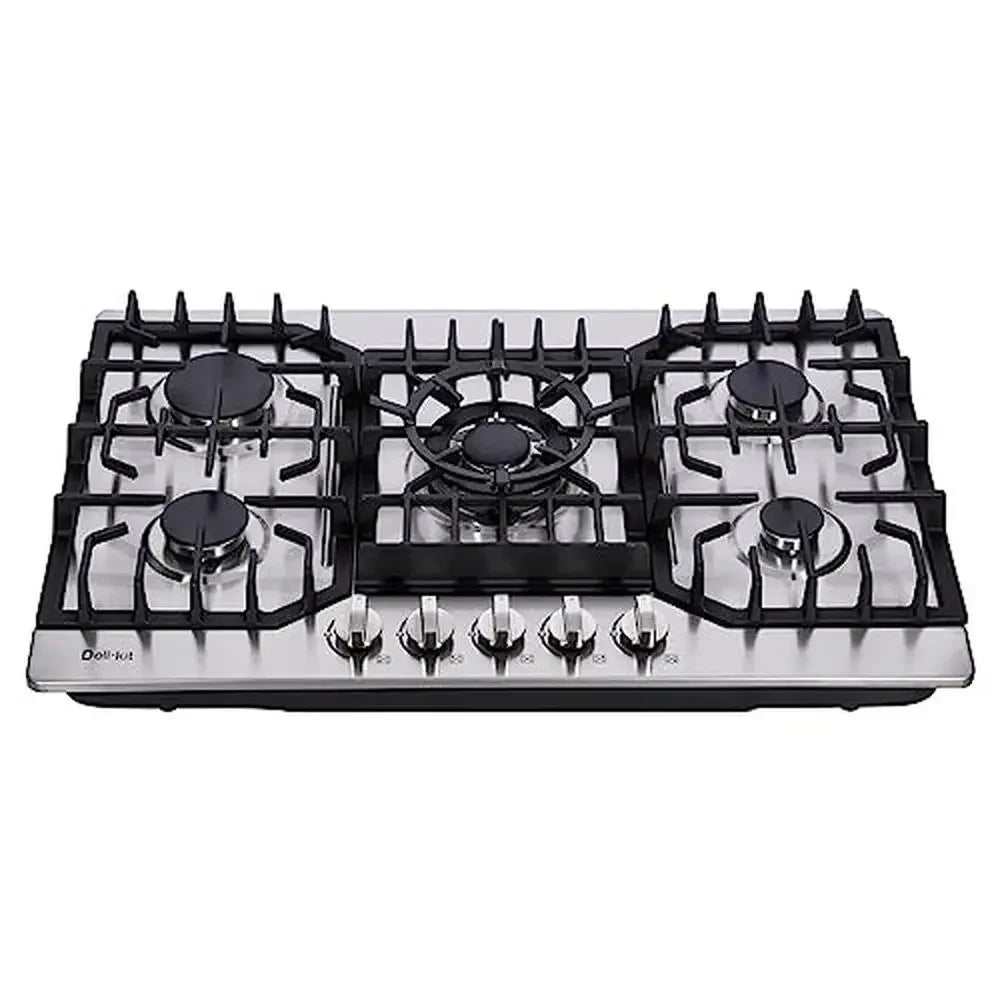 STAINLESS STEEL BUILT-IN 5 BURNER GAS COOKTOP NG/LP